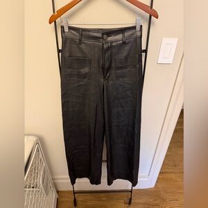 Zara Black Leather Look Trousers